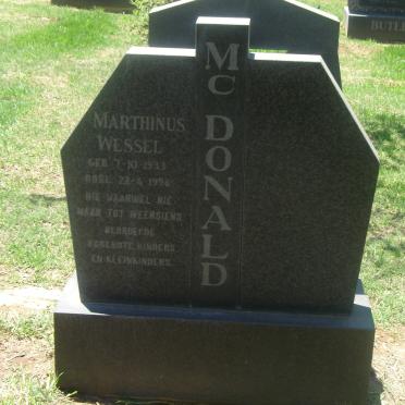 MCDONALD Marthinus Wessel 1933-1996