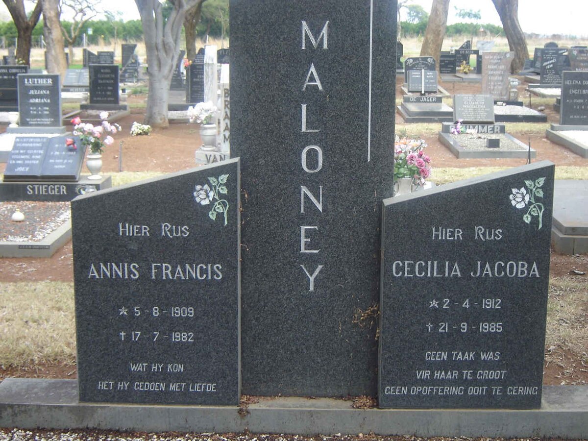 MALONEY Annis Francis 1909-1982 &amp; Cecilia Jacoba 1912-1985