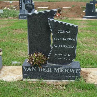 MERWE Josina Catharina Willemina, van der 1944-2007