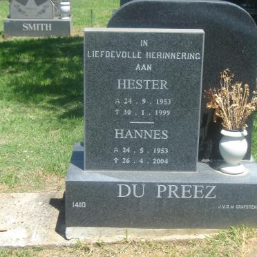 PREEZ Hannes, du 1953-2004 &amp; Hester 1953-1999