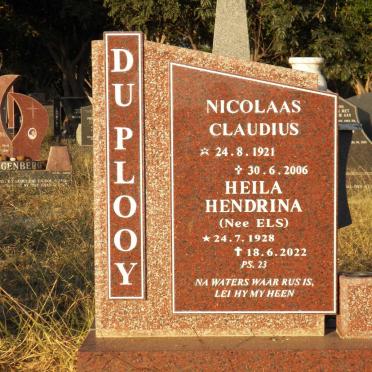 PLOOY Nicolaas Claudius, du 1921-2006 & Heila Hendrina ELS 1928-2022