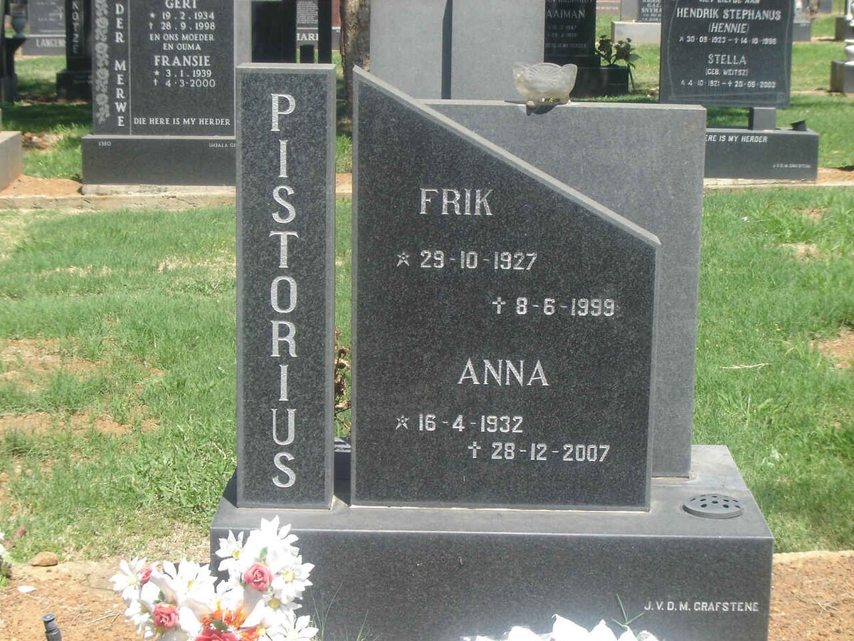 PISTORIUS Frik 1927-1999 &amp; Anna 1932-2007