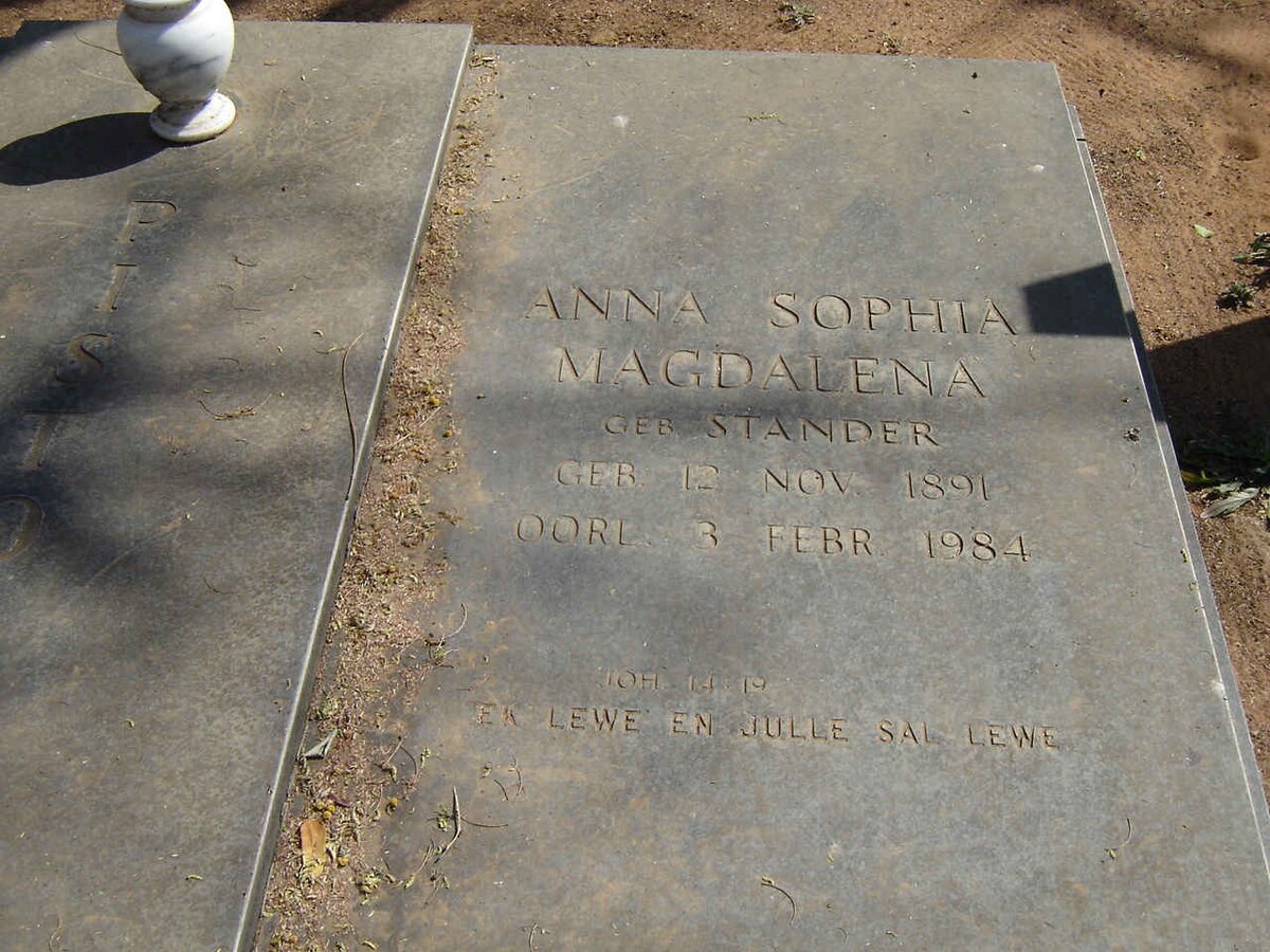 PISTORIUS Anna Sophia Magdalena nee STANDER 1891-1984