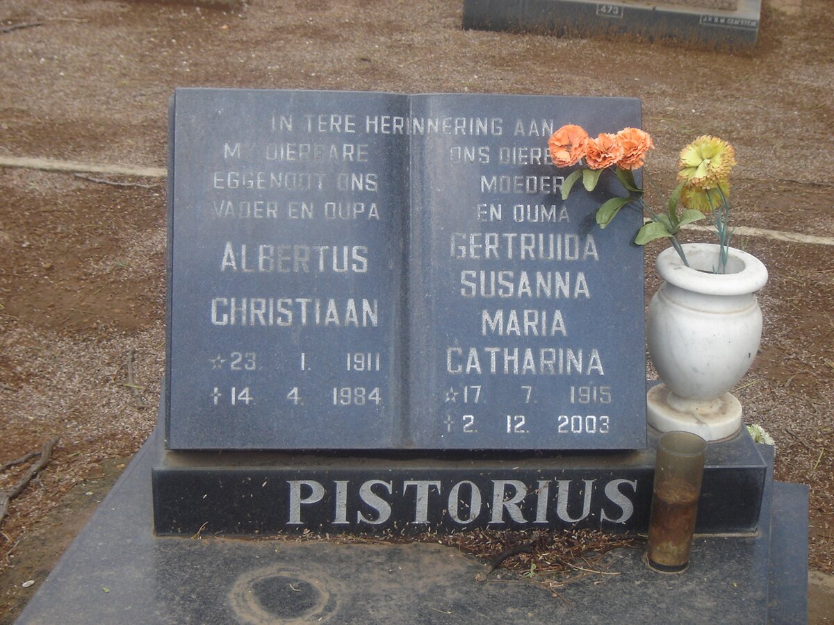 PISTORIUS Albertus Christiaan 1911-1984 &amp; Gertruida Susanna Maria Catharina 1915-2003