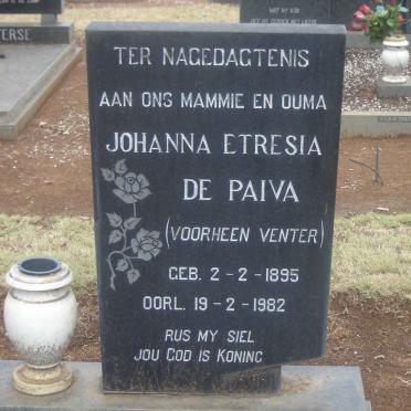 PAIVA Johanna Etresia, de nee VENTER 1895-1982 