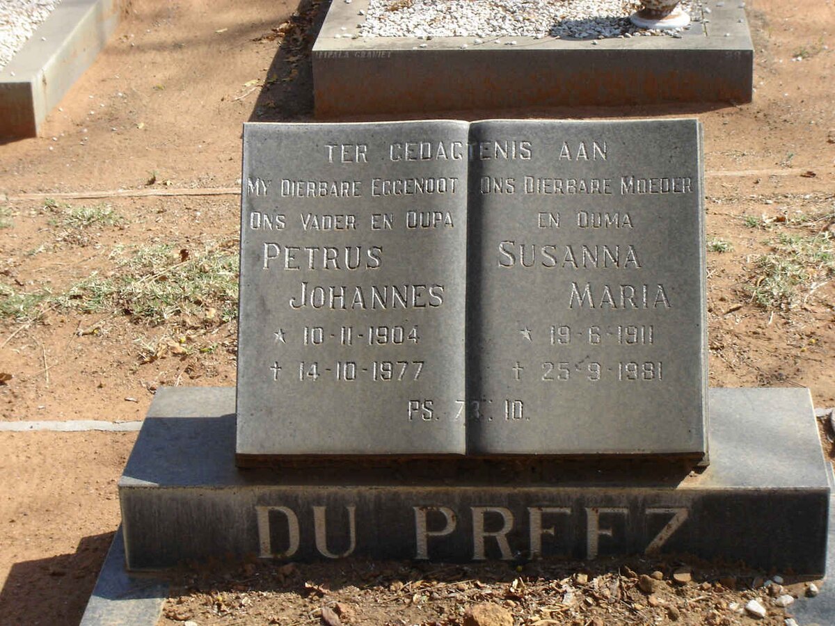 PREEZ Petrus Johannes, du 1904-1977 & Susanna Maria 1911-1981