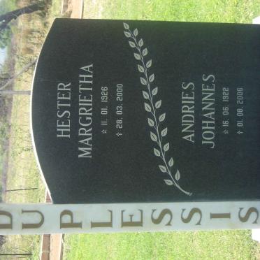 PLESSIS Andries Johannes, du 1922-200 &amp; Hester Margarietha 1926-2000