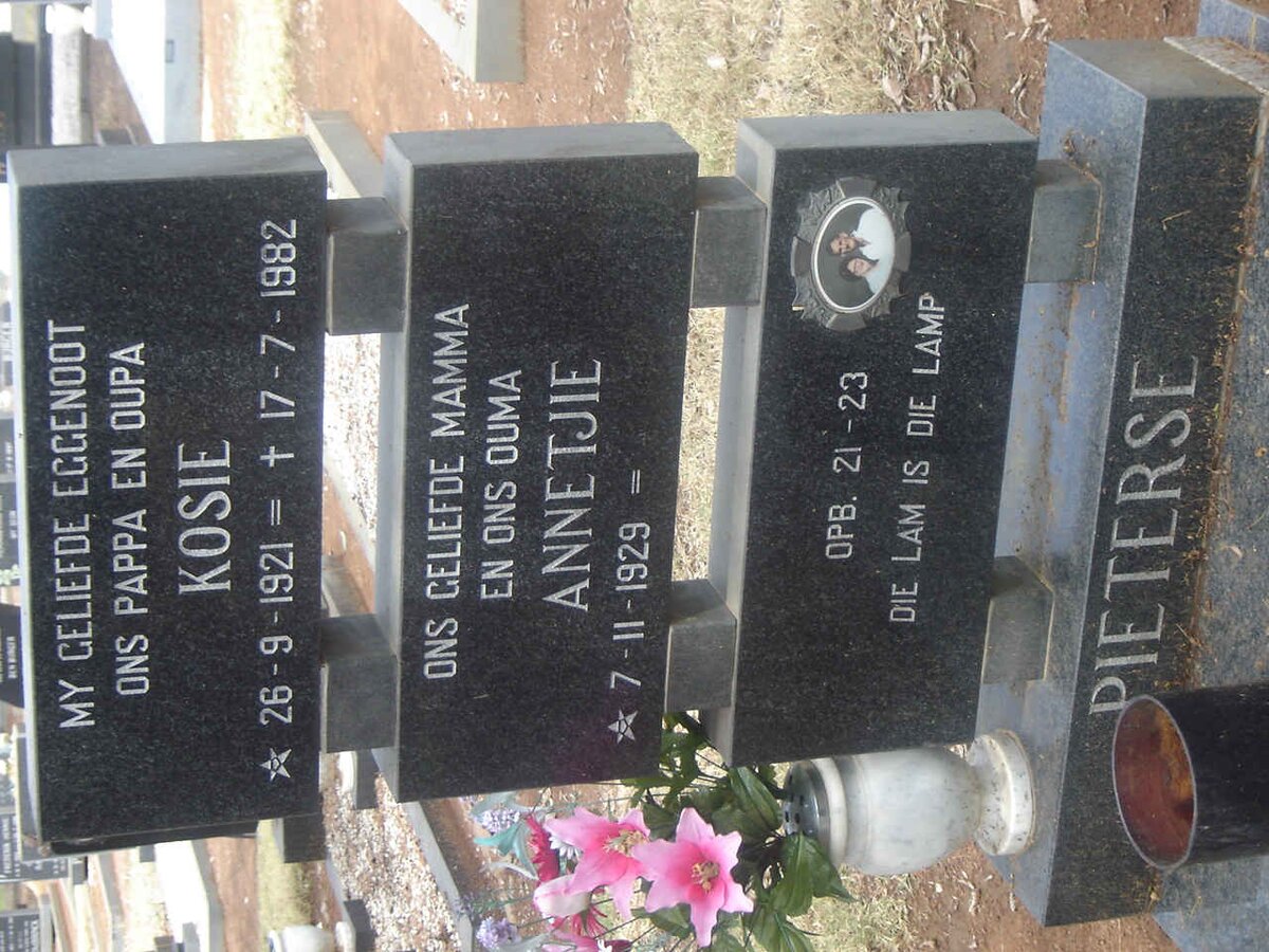 PIETERSE Kosie 1921-1982 &amp; Annetjie 1929-
