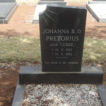 PRETORIUS Johanna B.D. nee LUBBE 1907-1982