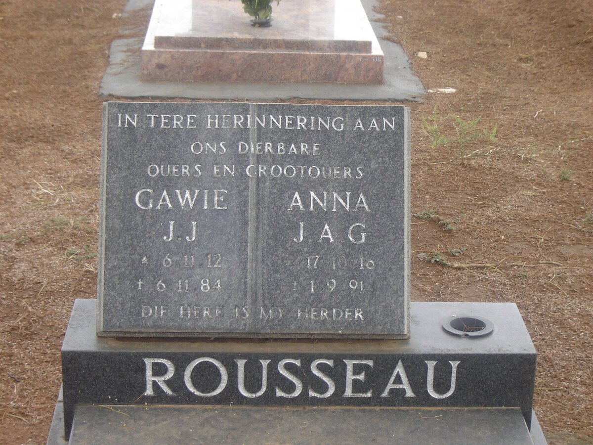 ROUSSEAU Gawie J.J. 1912-1984 &amp; Anna J.A.G. 1918-1991