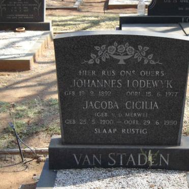 STADEN Johannes Lodewyk, van 1892-1977 & Jacoba Cicilia v.d. MERWE 1900-1950