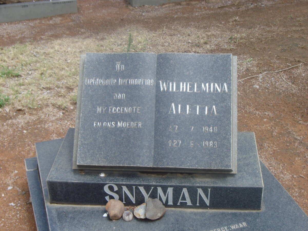 SNYMAN Wilhelmina Aletta 1940-1983