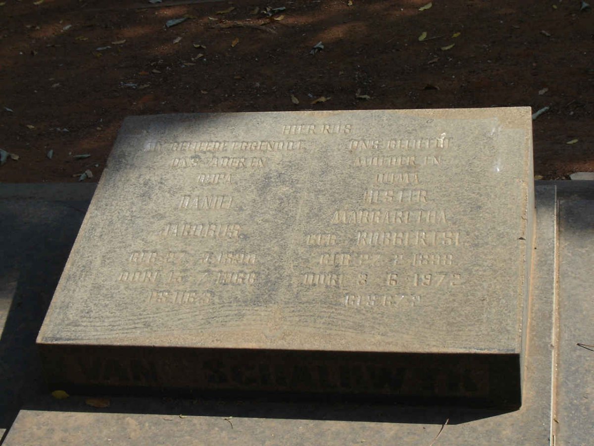 SCHALKWYK Daniel Jacobus, van & Hester Margaretha ROBBERTSE