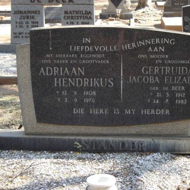 STANDER Adriaan Hendrikus 1908-1976 & Gertruida Jacoba Elizabeth DE BEER 1912-1982