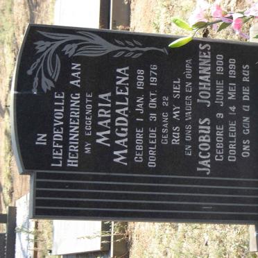 SAAIMAN Jacobus Johannes 1900-1990 & Maria Magdalena 1908-1976