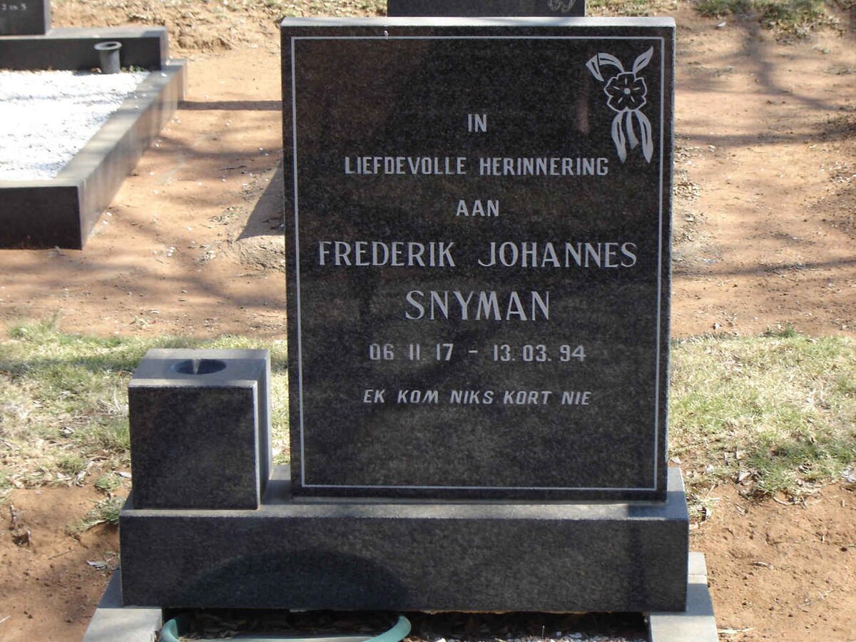 SNYMAN Frederick Johannes 1917-1994