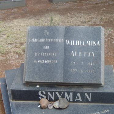 SNYMAN Wilhelmina Aletta 1940-1983