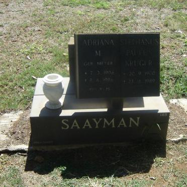 SAAYMAN Stephanus Paulus 1900-1989 &amp; Adriana M. MEYER 1906-1986