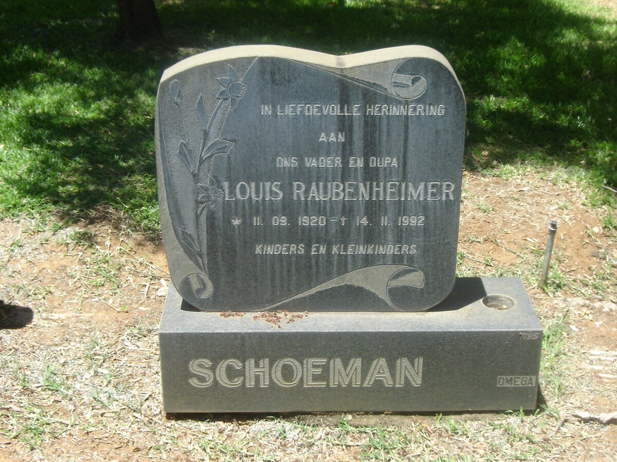 SCHOEMAN Louis Raubenheimer 1920-1992