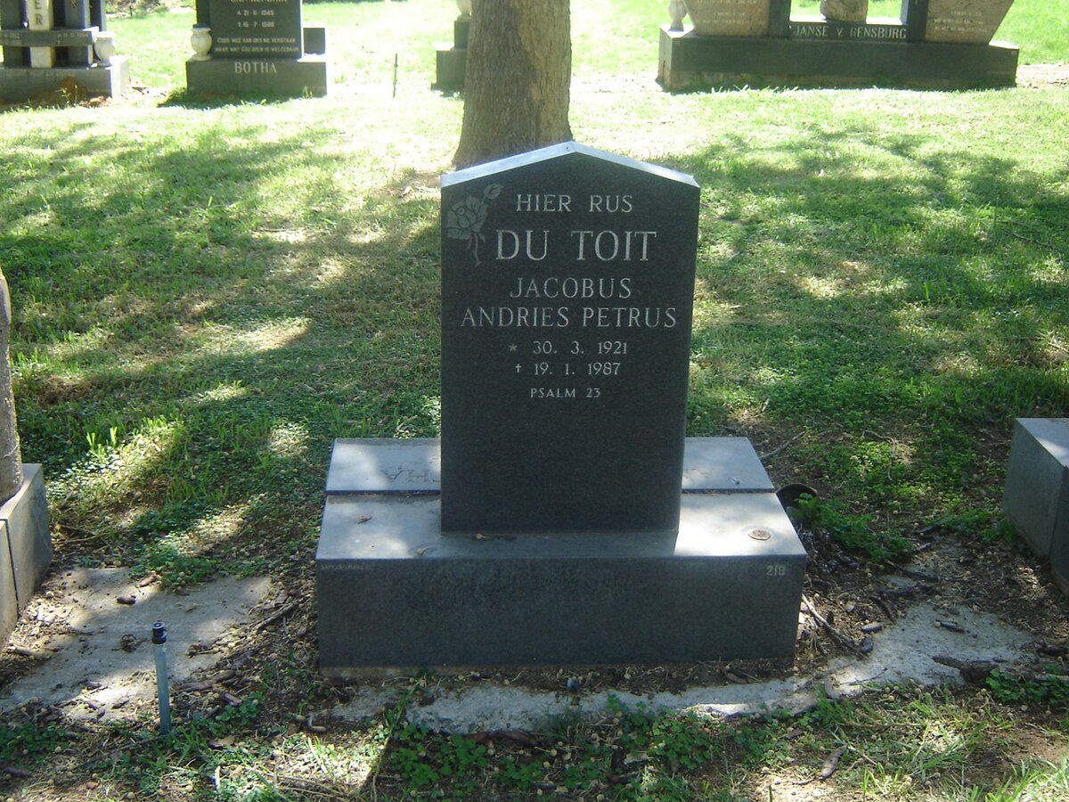 TOIT Jacobus Andries Petrus, du 1921-1987