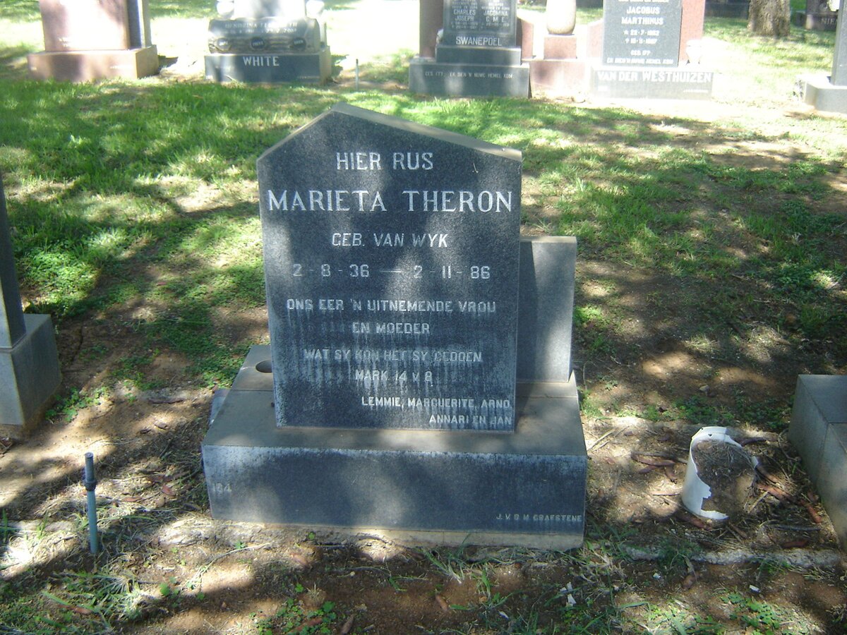 THERON Marieta nee VAN WYK 1936-1986