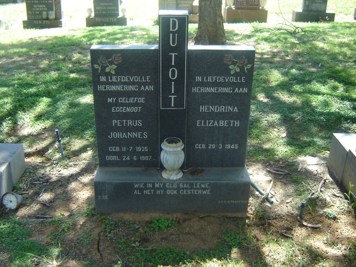 TOIT Petrus Johannes, du 1935-1987 &amp; Hendrina Elizabeth 195-