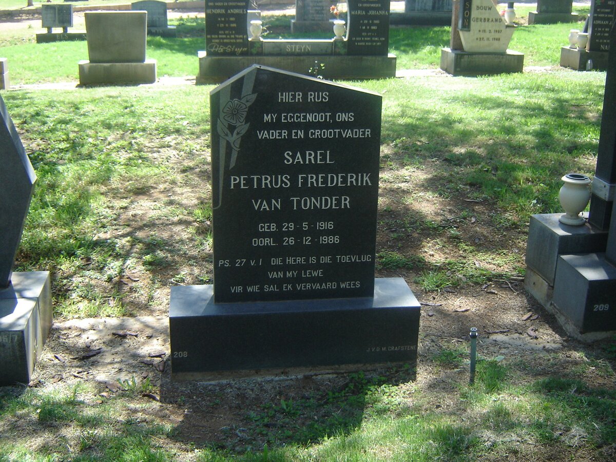 TONDER Sarel Petrus Frederik, van 1916-1986
