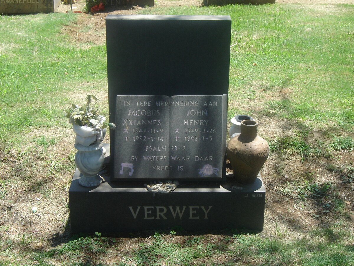 VERWEY Jacobus Johannes 194?-1992 :: VERWEY John Henry 1949-1992