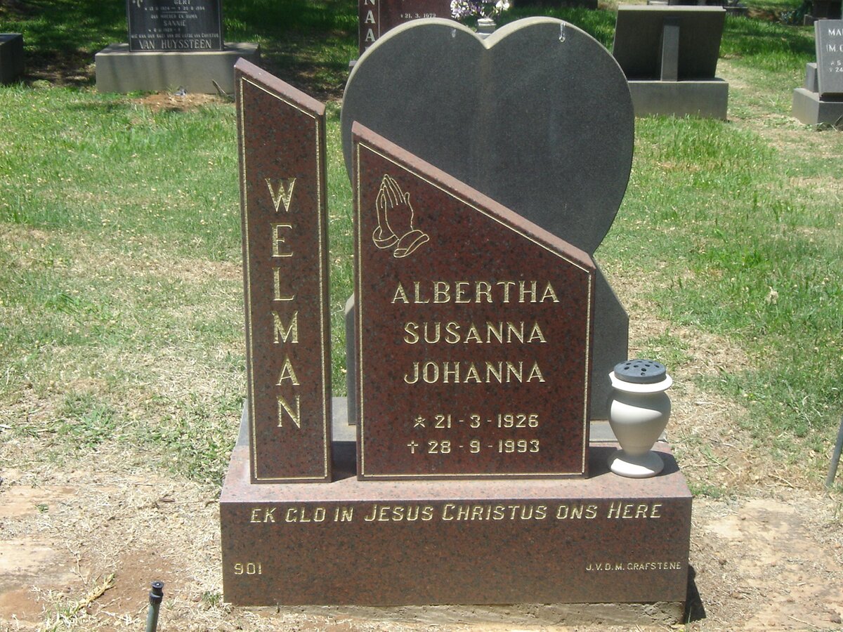 WELMAN Albertha Susanna Johanna 1926-1993