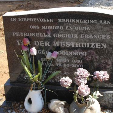 WESTHUIZEN Petronella Cecilia Frances, van der nee ROBINSON 1910-2001