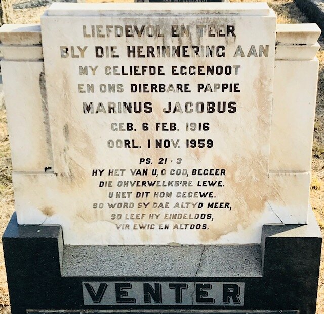 VENTER Marinus Jacobus 1916-1959