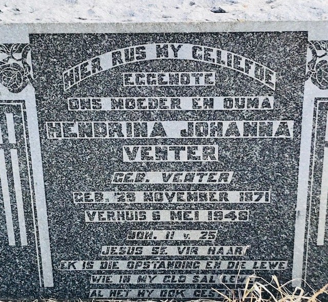 VENTER Hendrina Johanna nee VENTER 1871-1948