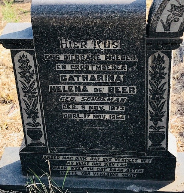BEER Johannes Fredirik, de 1874-1947 &amp; Catharina Helena SCHOEMAN 1873-1954