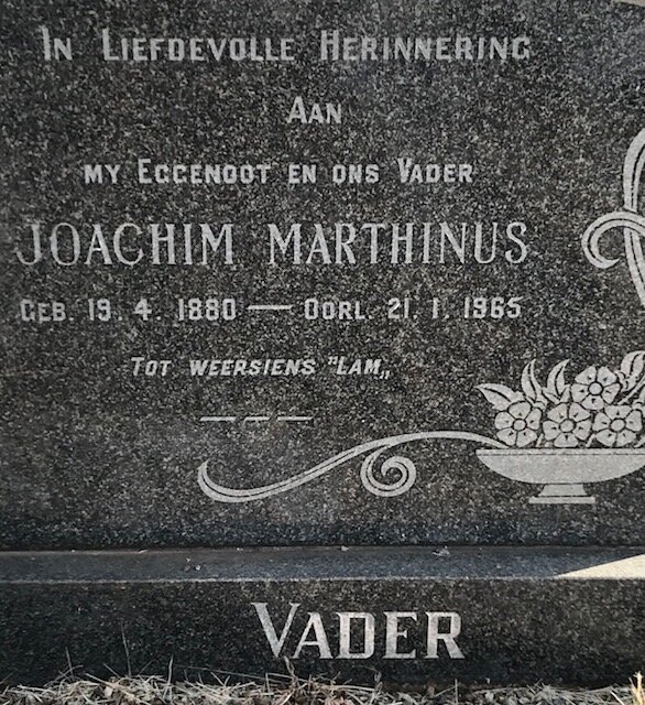 VENTER Joachim Marthinus 1880-1965 &amp; Susanna Gertruida COETZEE 1884-1969