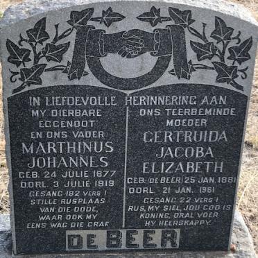 BEER Marthinus Johannes, de 1877-1919 &amp; Gertruida Jacoba Elizabeth DE BEER 1881-1961