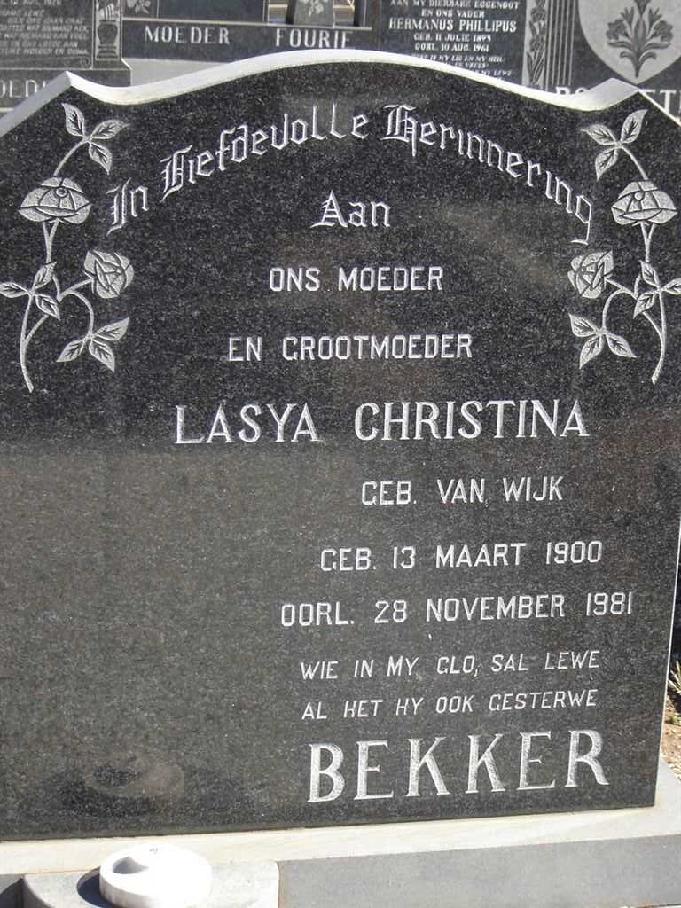 BEKKER Lasya Christina 1900-1981