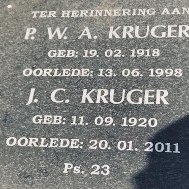 KRUGER P.W.A. 1918-1998 &amp; J.C. 1920-2011