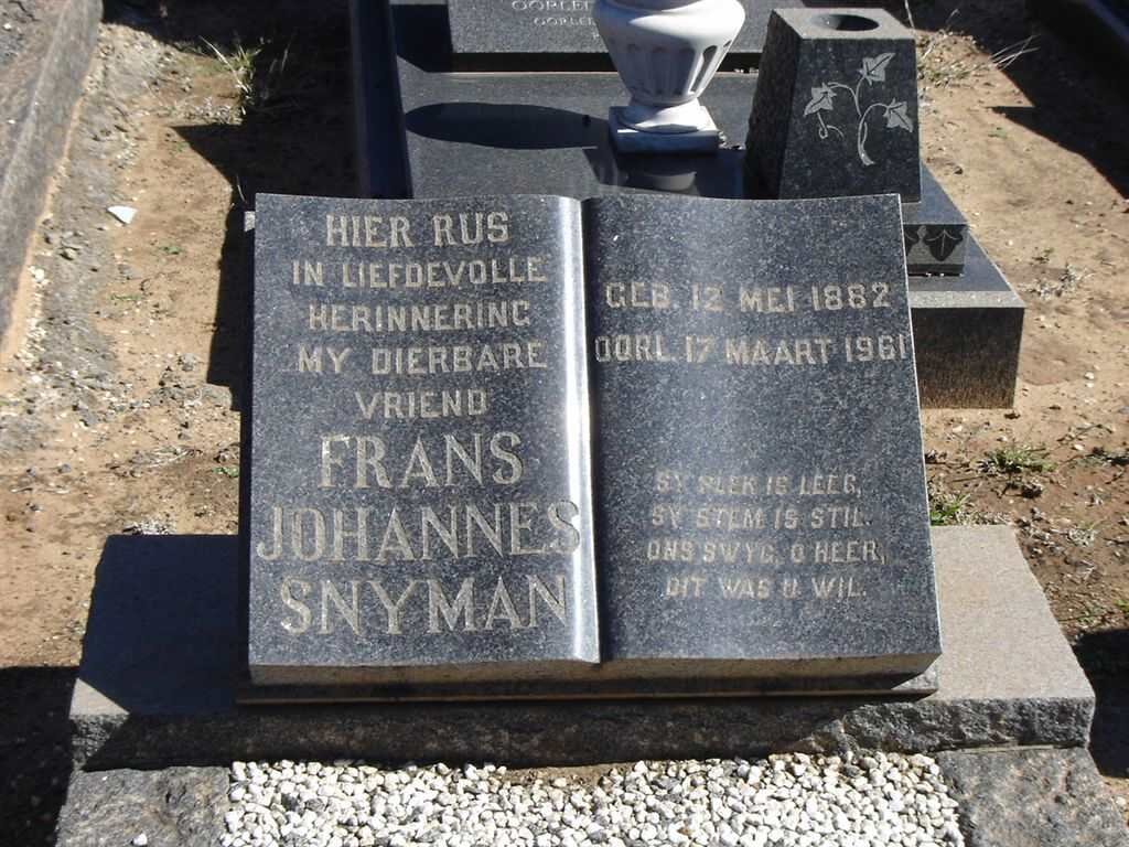 SNYMAN Frans Johannes 1882-1961