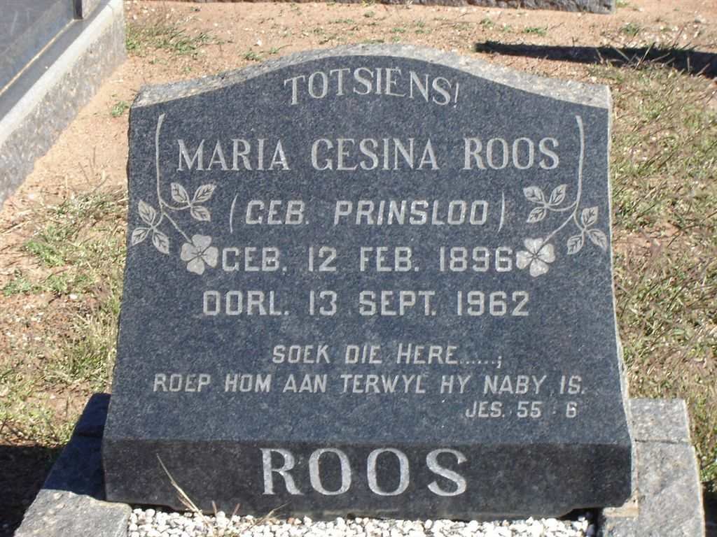 ROOS Maria Gesina nee PRINSLOO 1896-1962