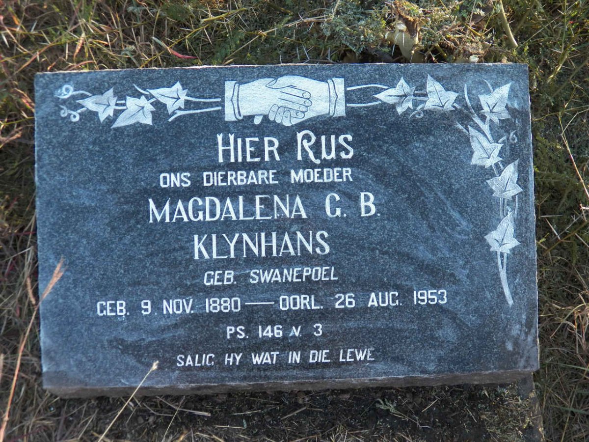 KLYNHANS Magdalena G.B. nee SWANEPOEL 1880-1953