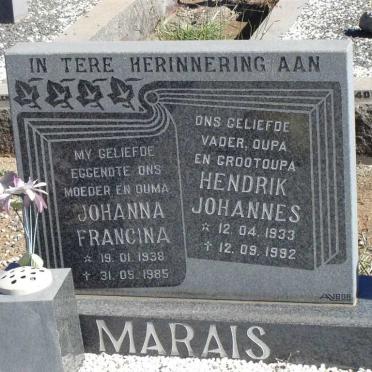 MARAIS Hendrik Johannes 1933-1992 &amp; Johanna Francina 1938-1985