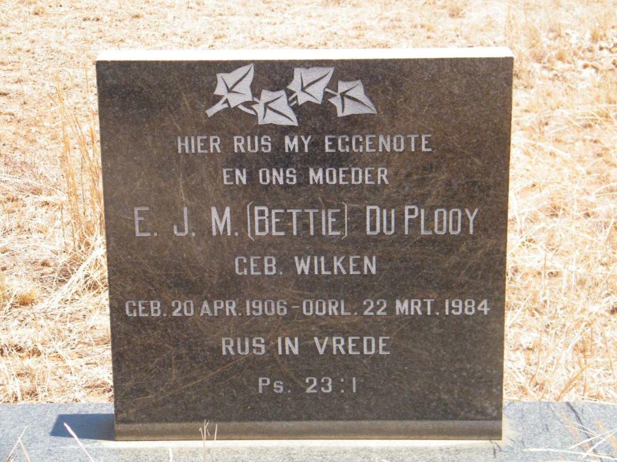 PLOOY E.J.M., du nee WILKEN 1906-1984