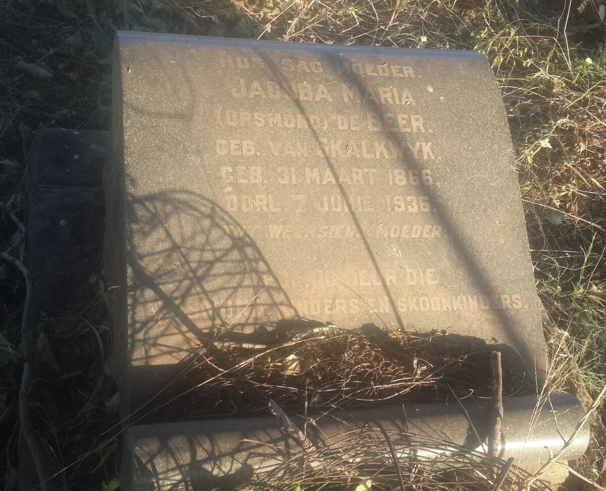 BEER Jacoba Maria, de voorheen ORSMOND nee VAN SKALKWYK 1866-1936