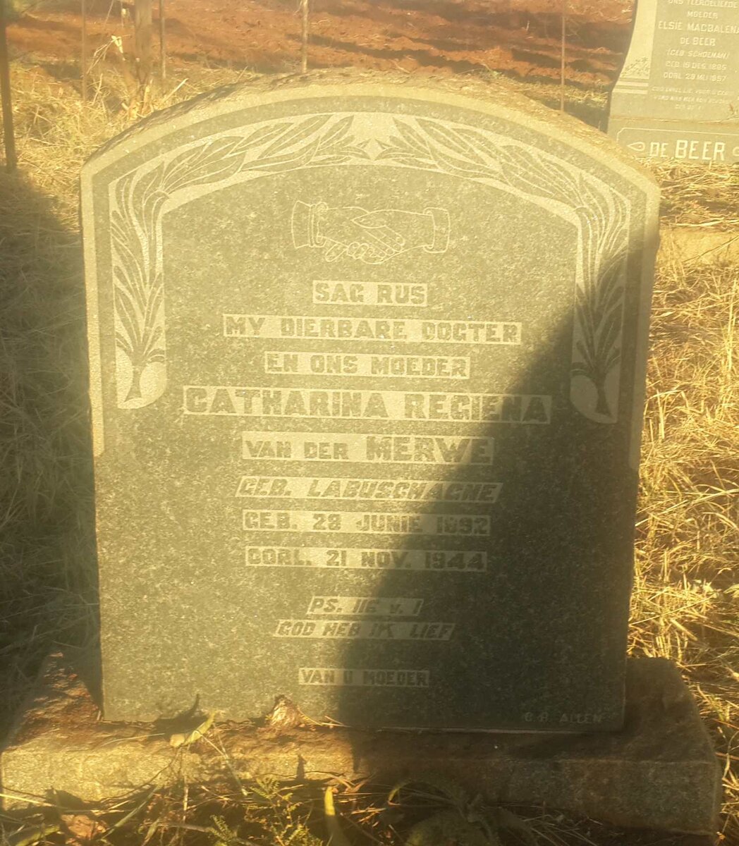 MERWE Catharina Regiena, van der nee LABUSCHAGNE 1892-1944