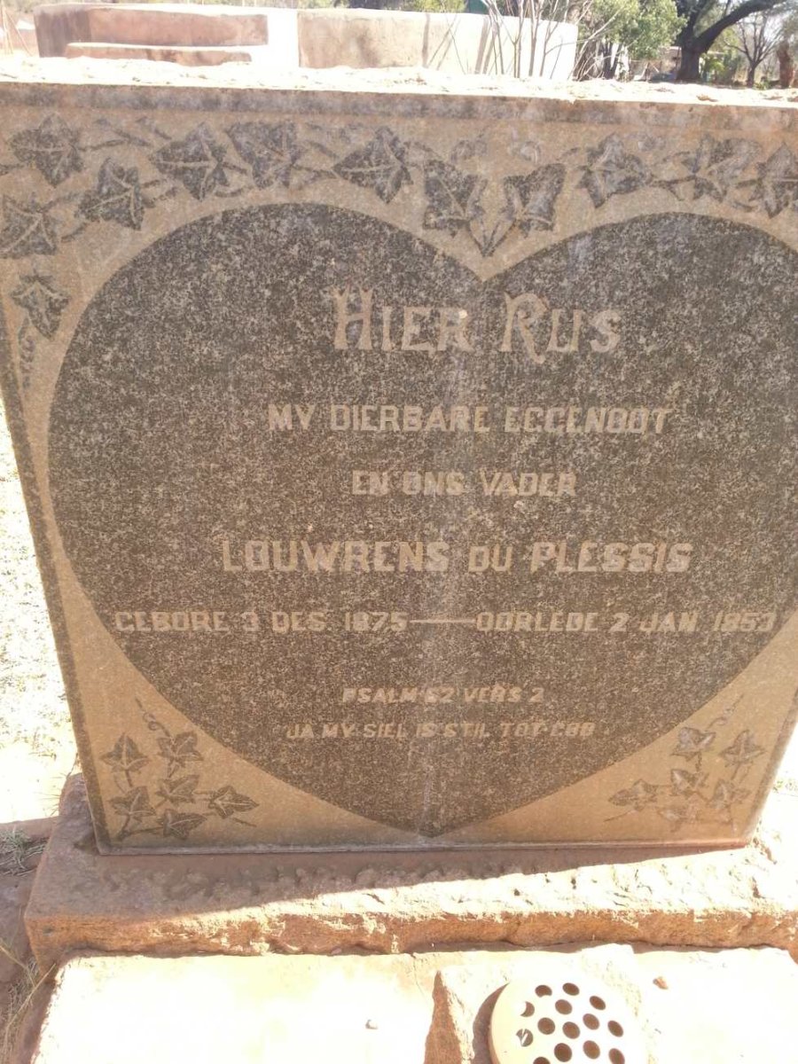PLESSIS Louwrens, du 1875-1953