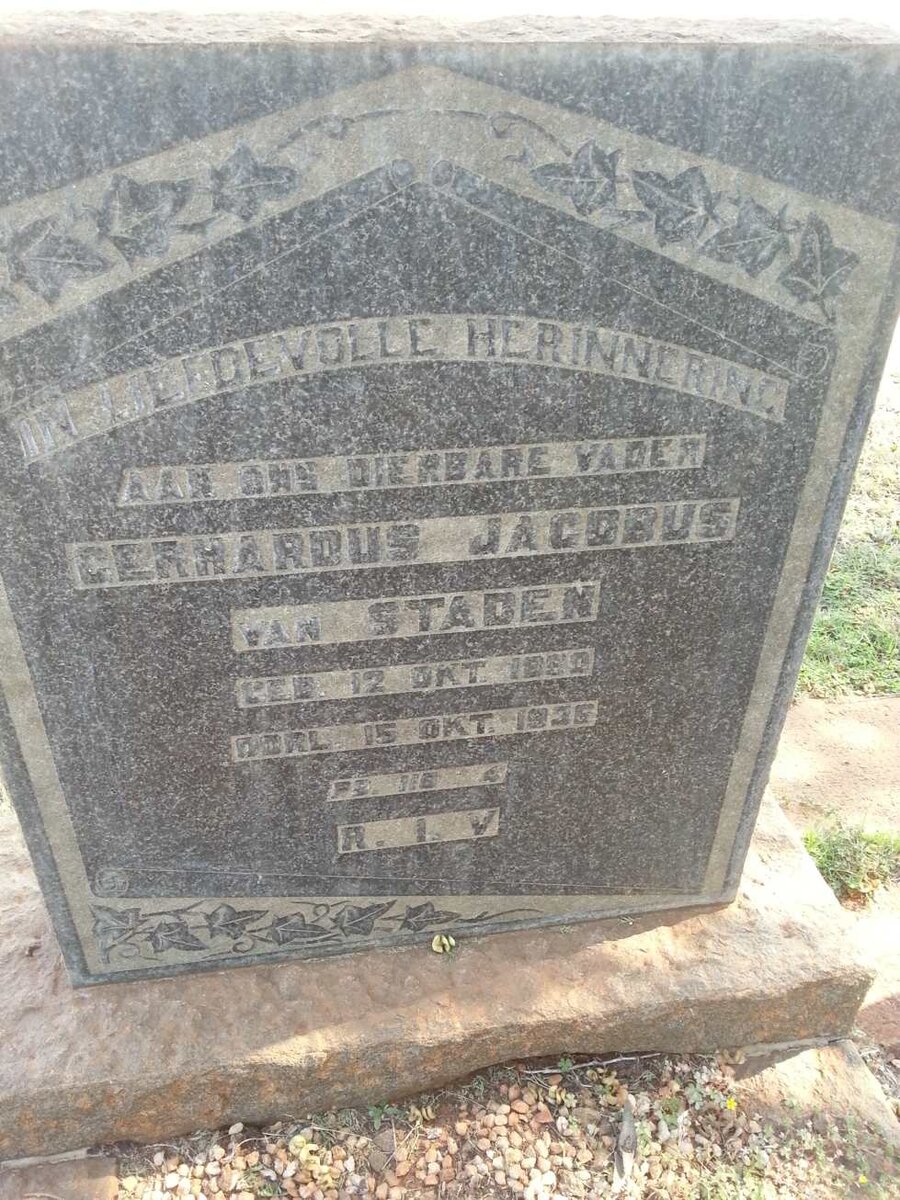 STADEN Gerhardus Jacobus, van 18?0-1936