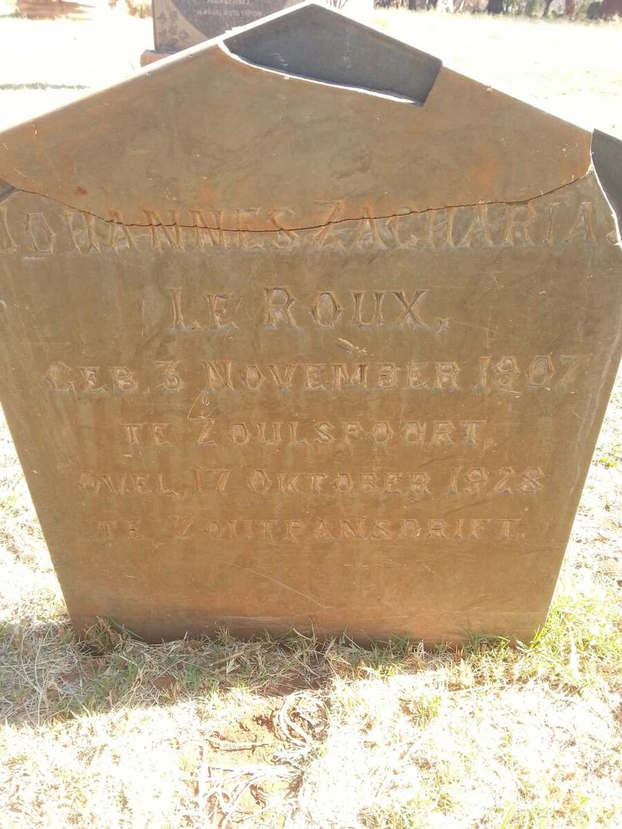 ROUX Johannes Zacharia, le 1907-1928