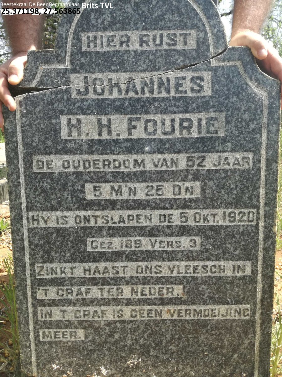 FOURIE Johannes H.H. -1920