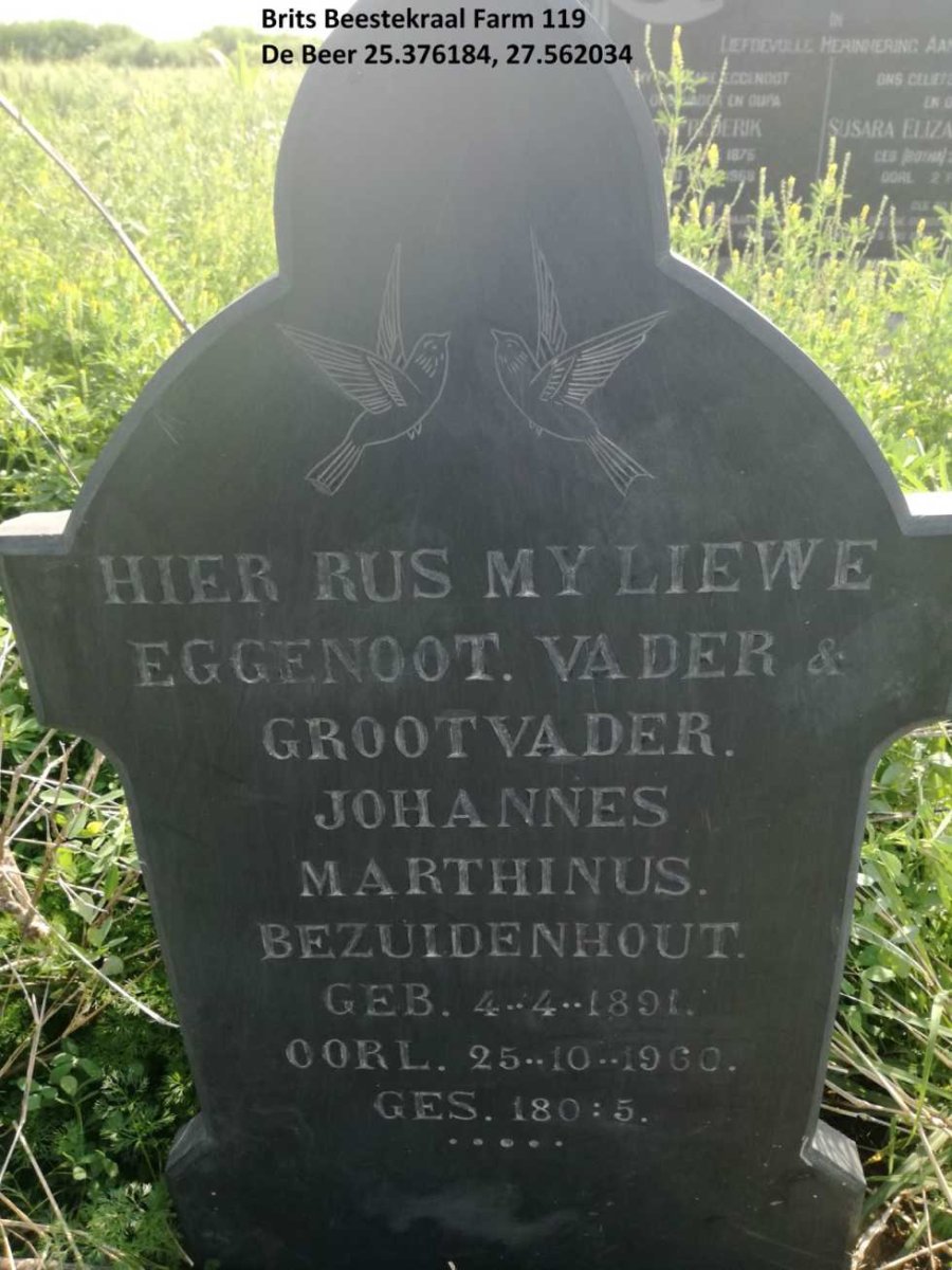 BEZUIDENHOUT Johannes Marthinus 1891-1960