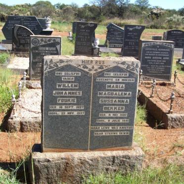 FOURIE Willem Johannes 18?7-1937 &amp; Maria Magdalena Sussanna BEKKER 1892-1941